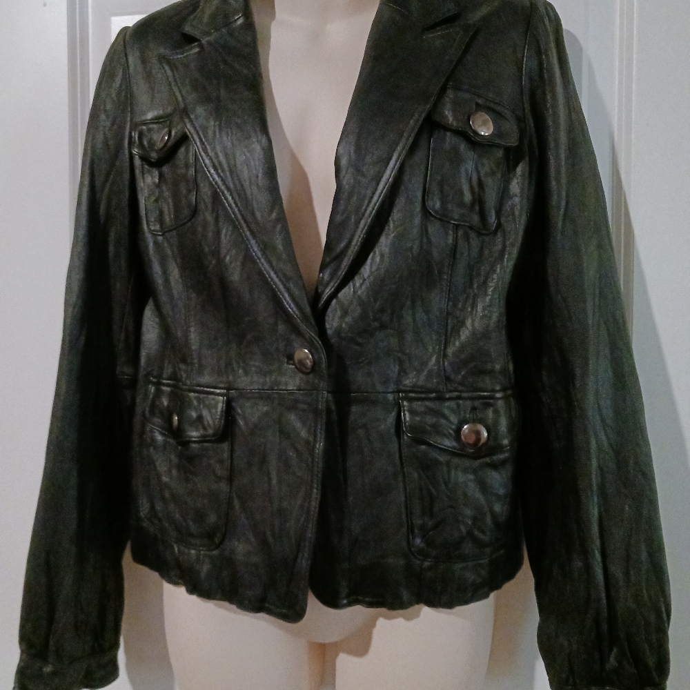 Black leather blazer